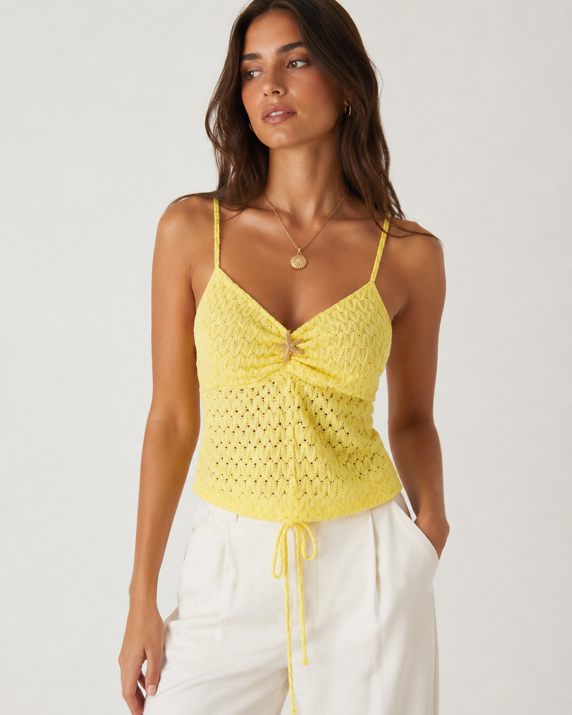 butter yellow crochet top